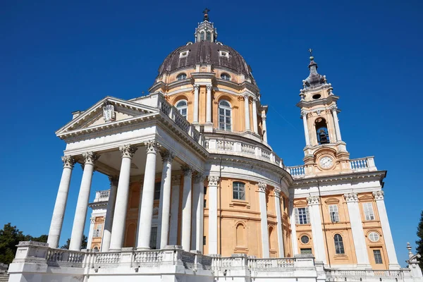 Superga Basilika Turin Strahlend Blauer Himmel Einem Sonnigen Sommertag Italien — Stockfoto