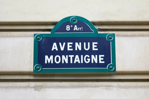 Sign Montainge Ulice Proslulé Avenue Paříž Francie — Stock fotografie