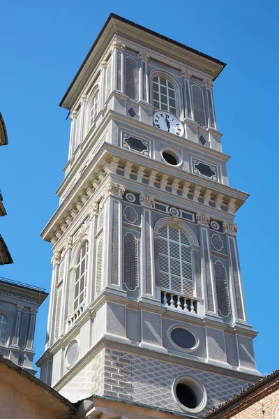 Sanctuary of Vicoforte bell tower in a sunny summer day in Piedmont, Italy