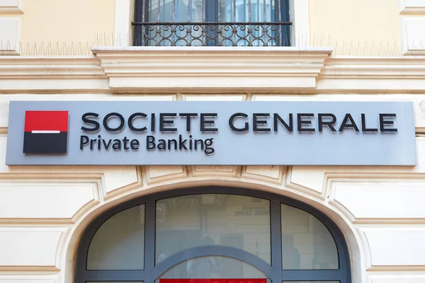 Societe Generale banco privado sinal e fachada em Monte Carlo, Mônaco — Fotografia de Stock