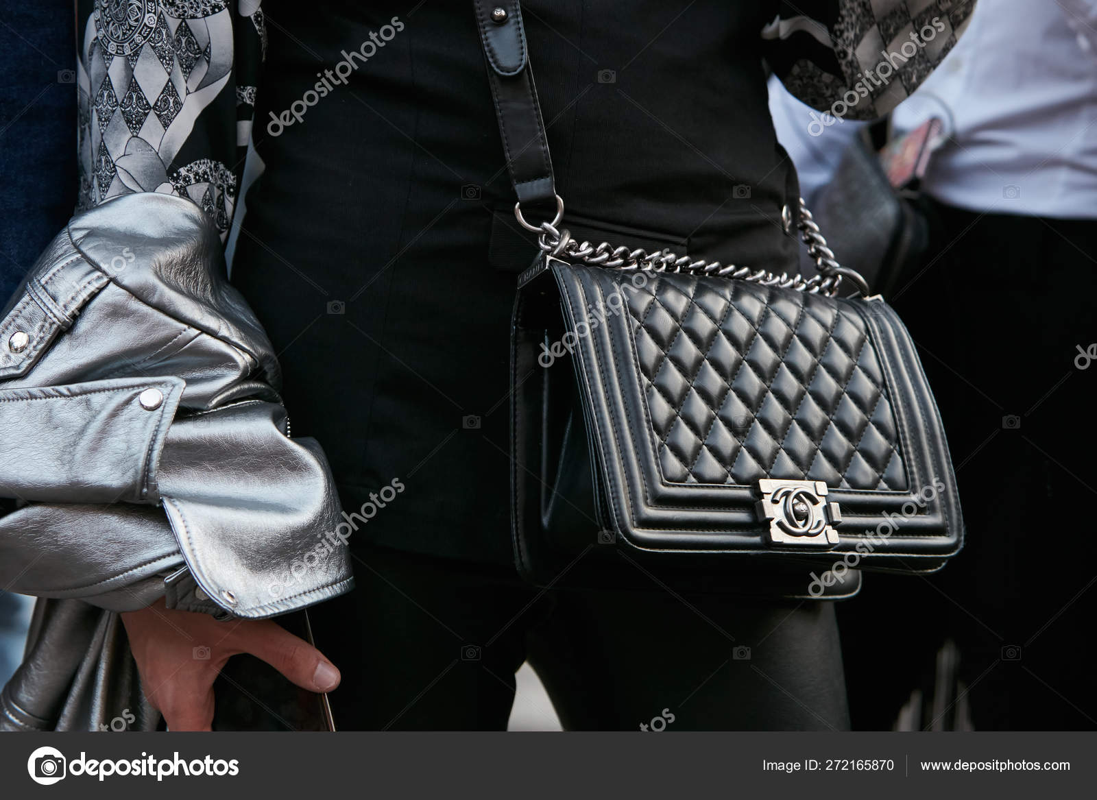 black-leather-jacket-with-maxi-dress-and-chanel-bag-milan-fashion-week- street-style-september-2016 - Meagan's Moda