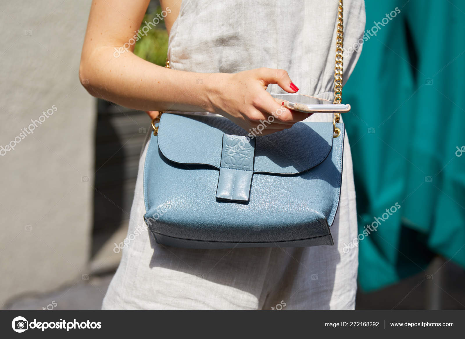 pale blue leather bag