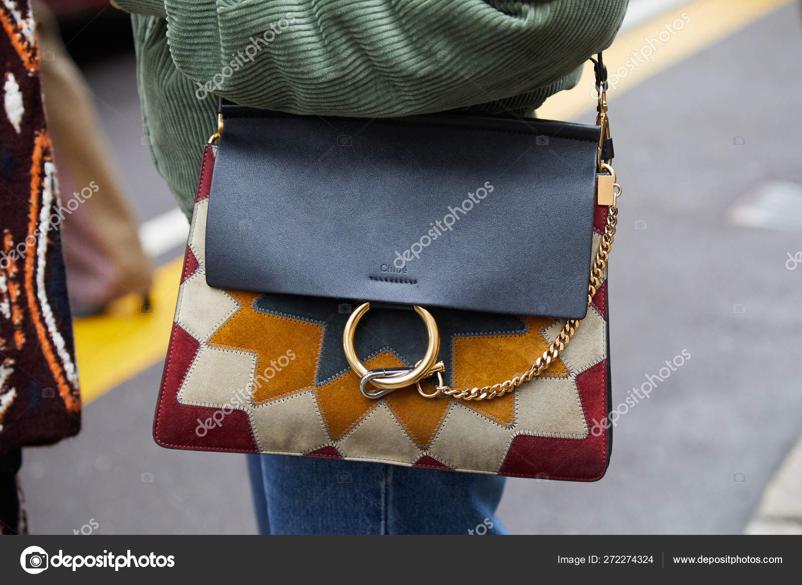 MILAN - FEBRUARY 22: Woman with Chloe bag with suede part in bei – Stock  Editorial Photo © AndreaA. #272274324