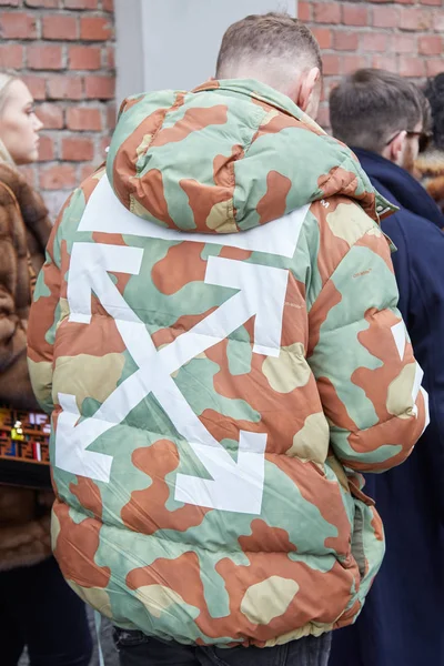 Off white camo down jacket sales