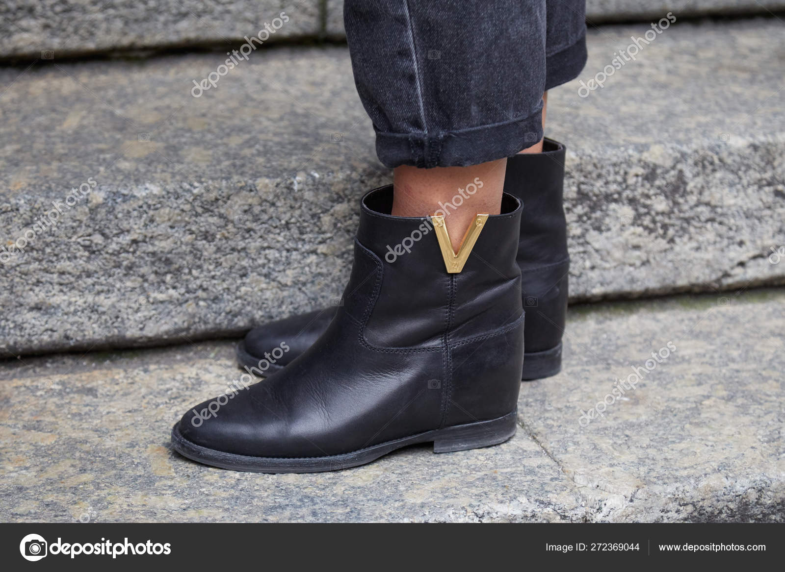 black leather Louis Vuitton boots 