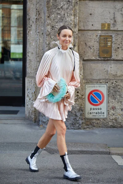 Milán Italia Septiembre 2020 Nataly Osmann Antes Del Desfile Moda — Foto de Stock