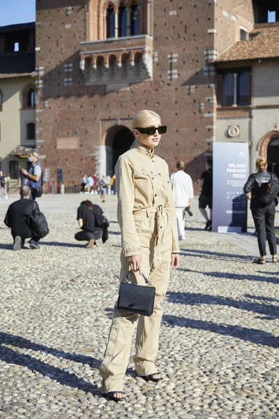 Milan Talya Eylül 2020 Alberta Ferretti Moda Defilesinden Önce Bej — Stok fotoğraf
