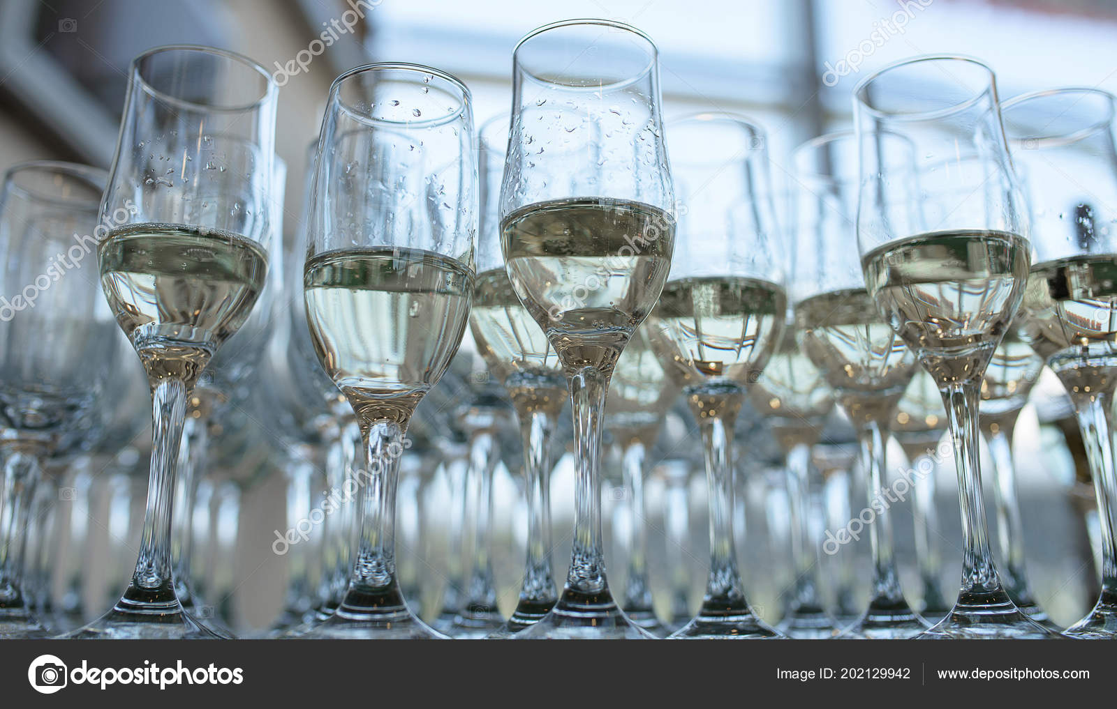 View Half Full Champagne Bubbly Flutes Typical Wedding Reception