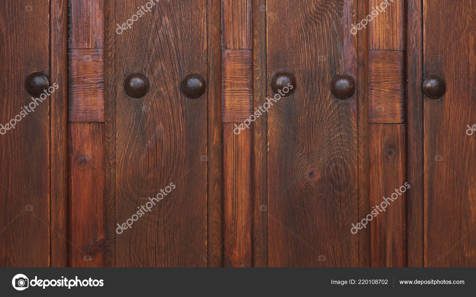 Medieval Door Studs Cropped Ornate Cherry Brown Wooden