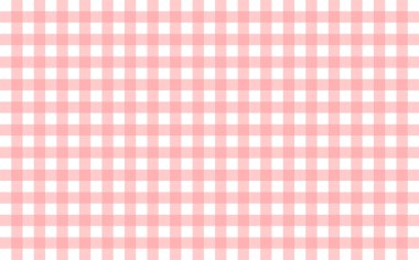 Pötikareli benzeri masa örtüsü ile pembe ve beyaz bebek denetler. Tek bir düz renk beyaz arka plan, bir tablo ya da bir tabak bez veya piknik peçete benzer simetrik örtüşen çizgiler