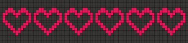 Koyu gri arka plan, simetrik olarak yerleştirilmiş piksel gibi kalpler, afiş, kenarlık veya zemin dekorasyon sorunsuz tasarımı ile üst üste altı yürekleri patchwork veya çapraz dikiş desen