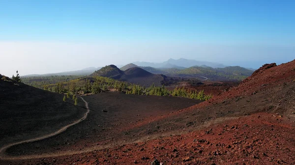 Drogę Przez Księżycowy Krajobraz Montana Samara Parku Narodowym Teide Jeden — Zdjęcie stockowe