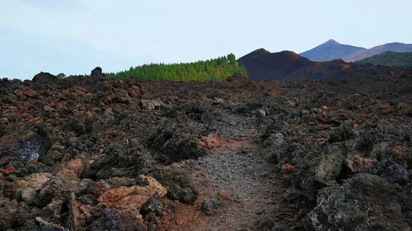 Ηφαιστειακή Πορεία Μέσα Από Άγριο Ξηρό Τοπίο Του Ειδικού Φυσικού — Φωτογραφία Αρχείου