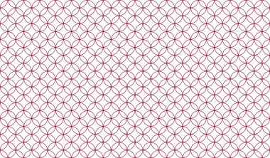 Beyaz arka plan, simetrik tasarım ilham bir arka plan veya dekoratif amaçlı olarak kullanılan hoş, optik desen oluşturan örtüşen ince kırmızı daireler soyut dikişsiz desen