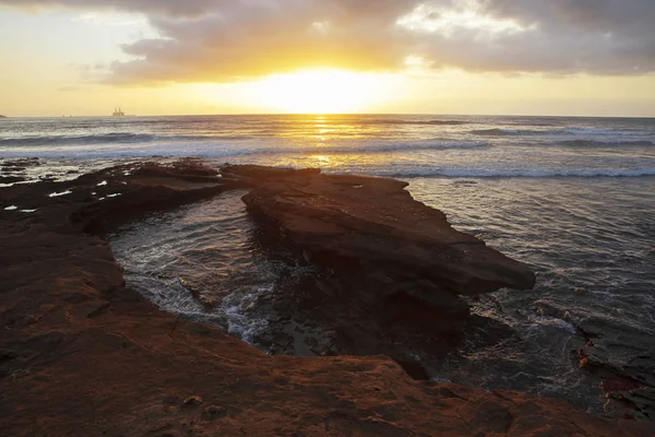 Tropische Zonsopgang Boven Kalkstenen Kusten Van Medano Tenerife Canarische Eilanden — Stockfoto