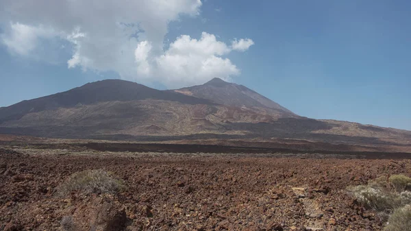 西班牙加那利群岛Tenerife的Pico Del Teide和Pico Viejo位于Teide国家公园 四周环绕着火山爆发造成的干旱景观 火成岩 凝固的熔岩和火山灰 — 图库照片