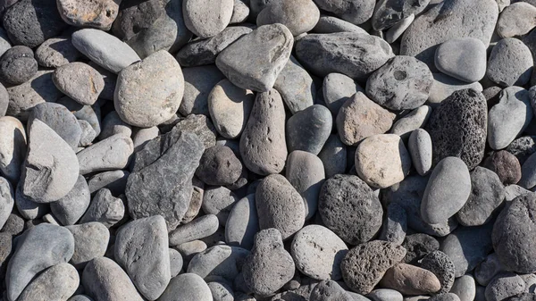 Grey Smooth Pebble Beach Background Copy Space Conceptual Texture Nature — Stock Photo, Image