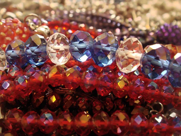Close Cristal Facetado Colares Contas Vidro Pulseiras Colorido Rondelle Beads — Fotografia de Stock