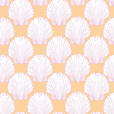 Elle çizilmiş vektör resimleri - deniz kabuklarını seamless modeli. Deniz arka plan.