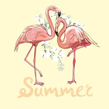 pembe flamingo vektör illüstrasyonu