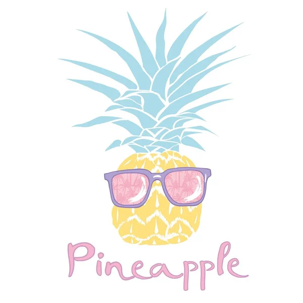 Ananas med glasögon tropiska, vektor, illustration, design, exotiskt, mat, frukt — Stock vektor