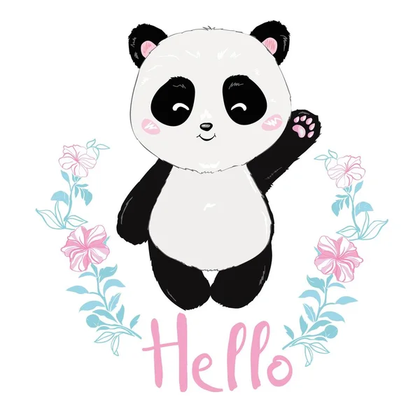 Panda vetor de ilustração, cabeça panda bonito isolado no fundo branco — Vetor de Stock