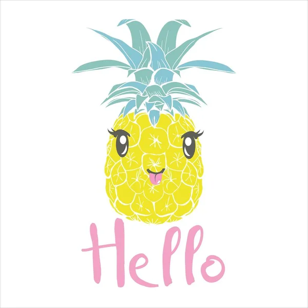 Ananas med glasögon tropiska, vektor, illustration, design, exotiskt, mat, frukt — Stock vektor