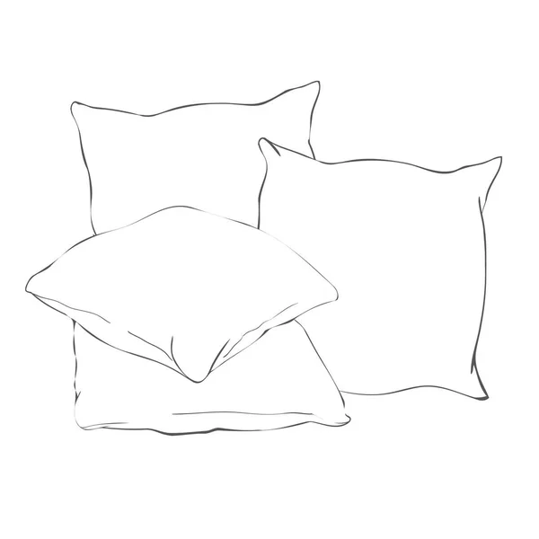 Sketch vector illustration of pillow, art, pillow isolated, white pillow, bed pillow — Stock Vector