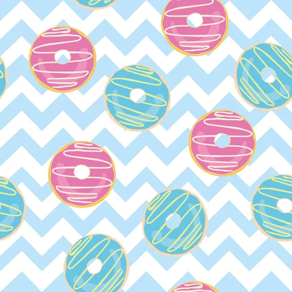Donut vector illustration isolated on white background. Donut icon in a flat style. Seamless pattern, background, card, poster. Template for design. — Stock Vector