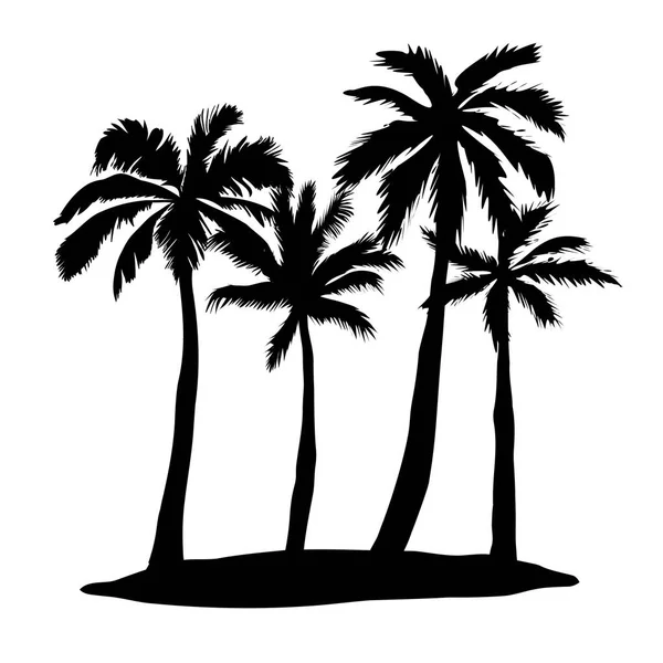 Black vector single palm tree silhouette icon isolated — Stock Vector