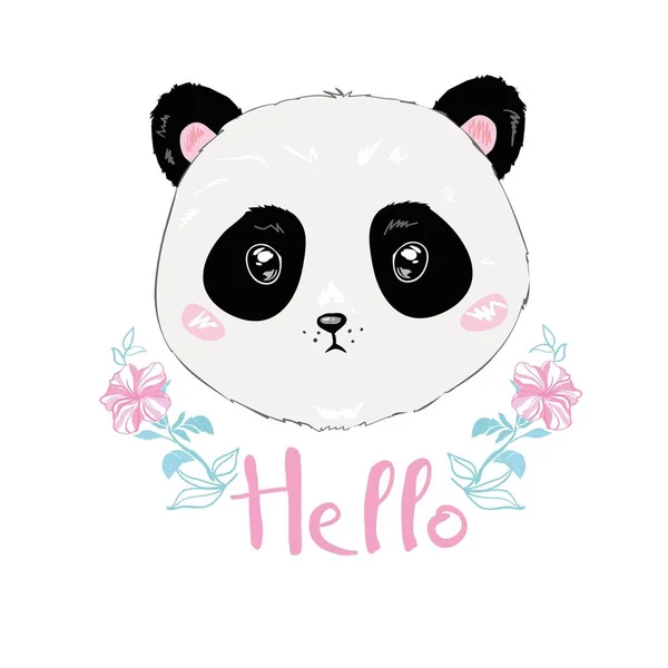 Vettore di illustrazione panda, testa di panda carino isolato su sfondo bianco — Vettoriale Stock