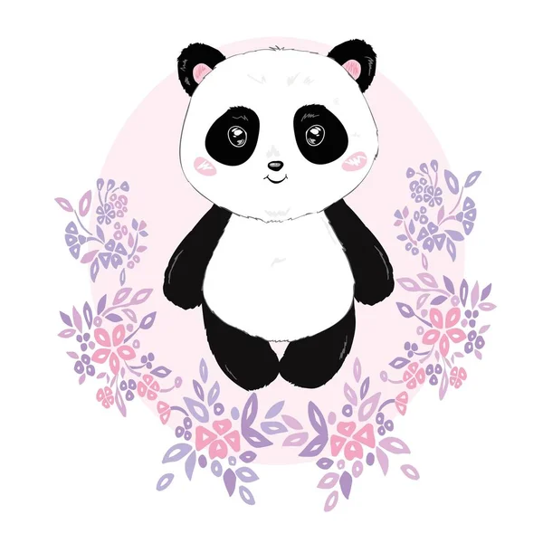 Panda illustration vektor, söta panda huvud isolerad på vit bakgrund — Stock vektor