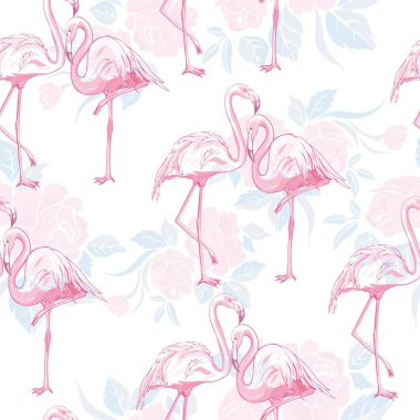 sorunsuz flamingo tasarlamak vektör, illüstrasyon, kuş, tasarım, yaz pembe baskı Tekstil tropikal