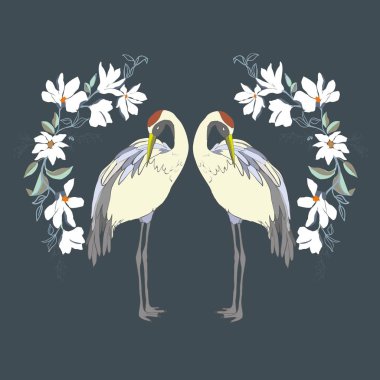 Crane, illüstrasyon, kuş uçuş tasarım öğesinde vektör