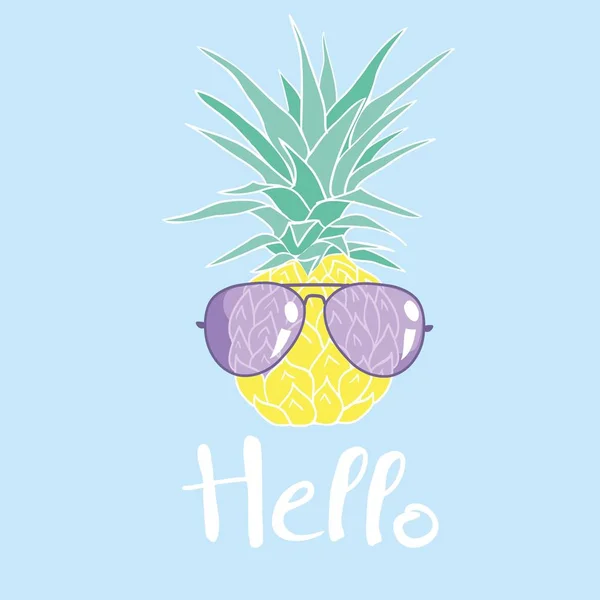Pineapple Glasses Tropical Vector Illustration Design Exotic Food Fruit — Stock Vector
