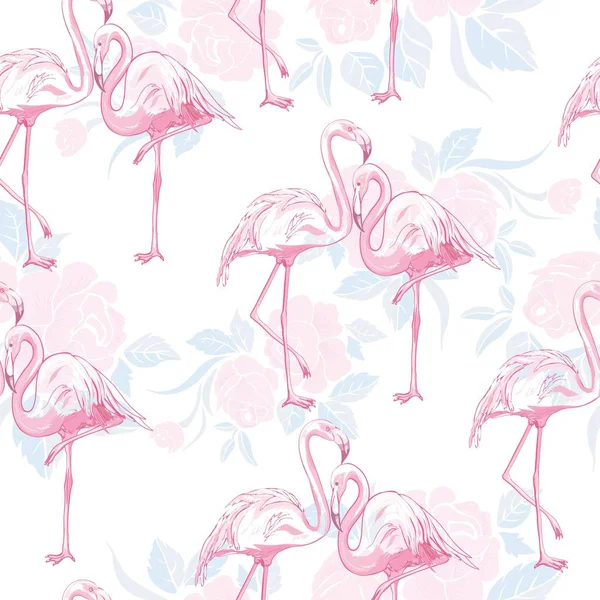 Seamless Flamingo Pattern Vector Illustration Bird Design Summer Pink Print — Stock Vector