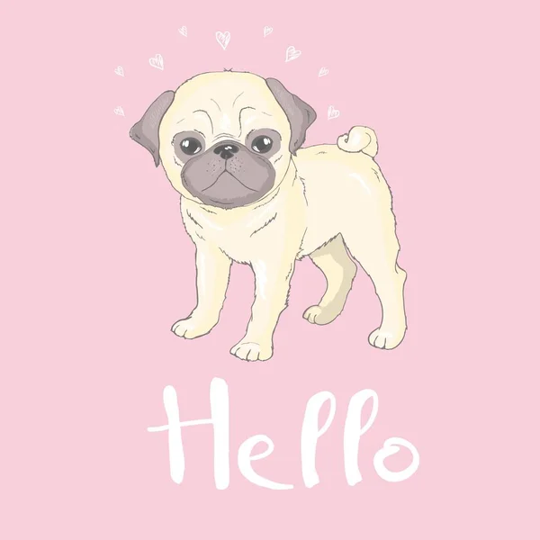 Cachorro Pug Ilustración Vector Lindo Perro Animal — Vector de stock