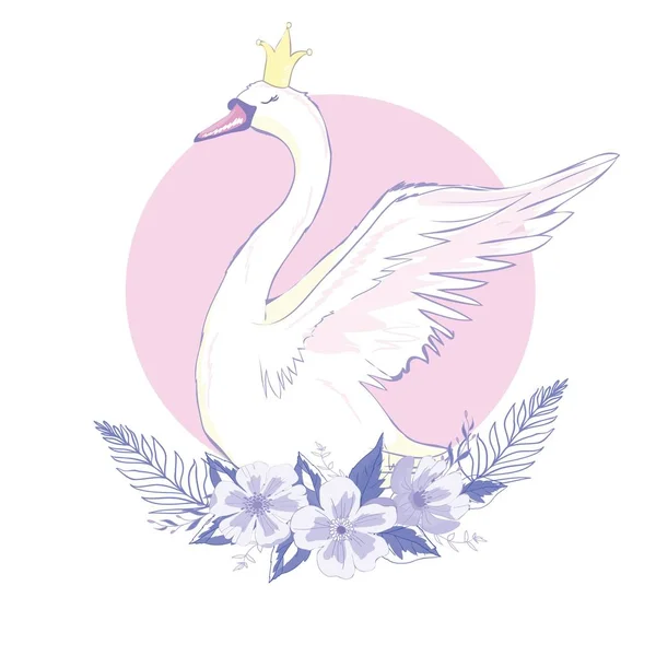 sevimli güzel prenses kuğu, vektör, illüstrasyon