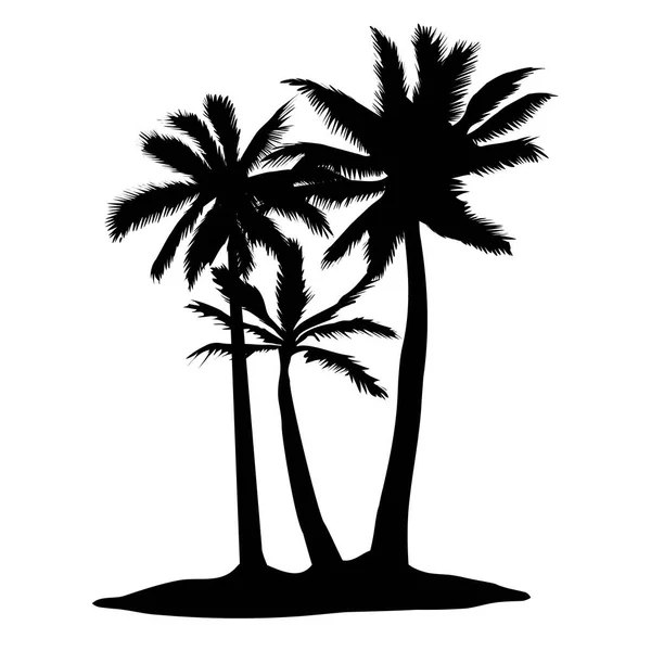 Iconos Silueta Palmera Vectorial Sobre Fondo Blanco — Archivo Imágenes Vectoriales