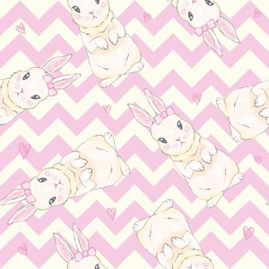 Çizgi film tavşancığıyla kusursuz desen. Bebek deseni.