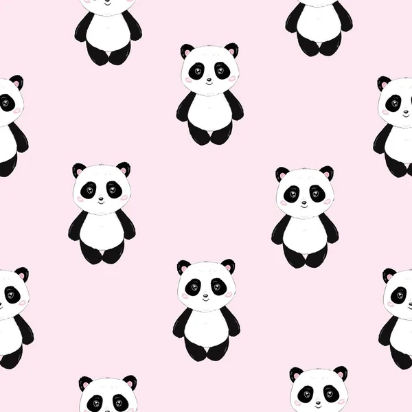 Naadloze Cute Cartoon Panda patroon — Stockvector