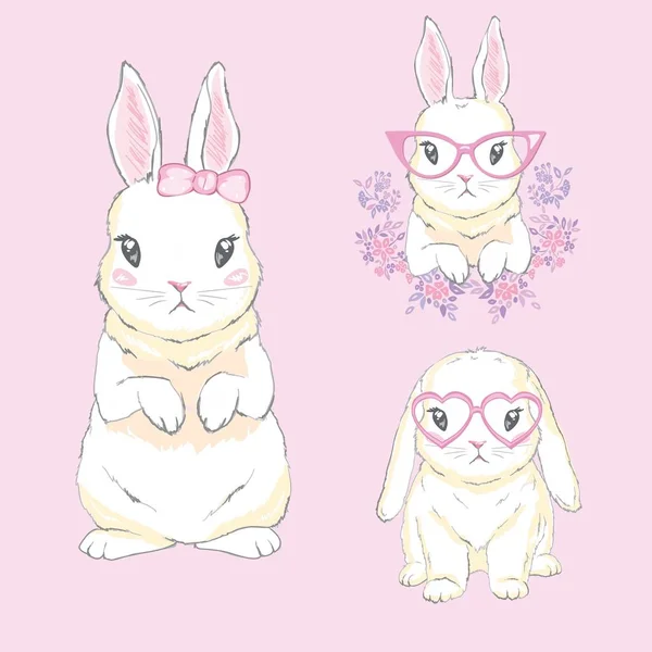 Cute bunny girl with crown. Dream Big Princess — Stock Vector