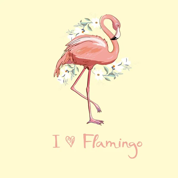 Ilustração vetorial flamingo rosa isolada sobre fundo branco. — Vetor de Stock