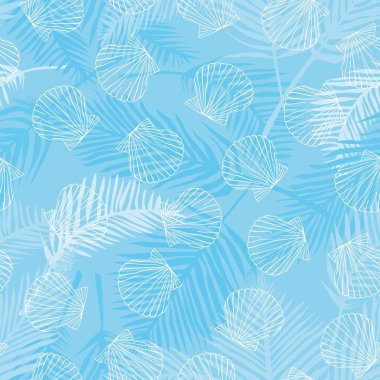 Elle çizilmiş vektör resimleri - deniz kabuklarını seamless modeli. Deniz arka plan.