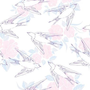 Swallow desen - vektör, illüstrasyon