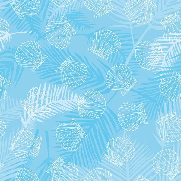 手描きのベクトル イラスト 貝殻のシームレスなパターン 海洋バック グラウンド — ストックベクタ