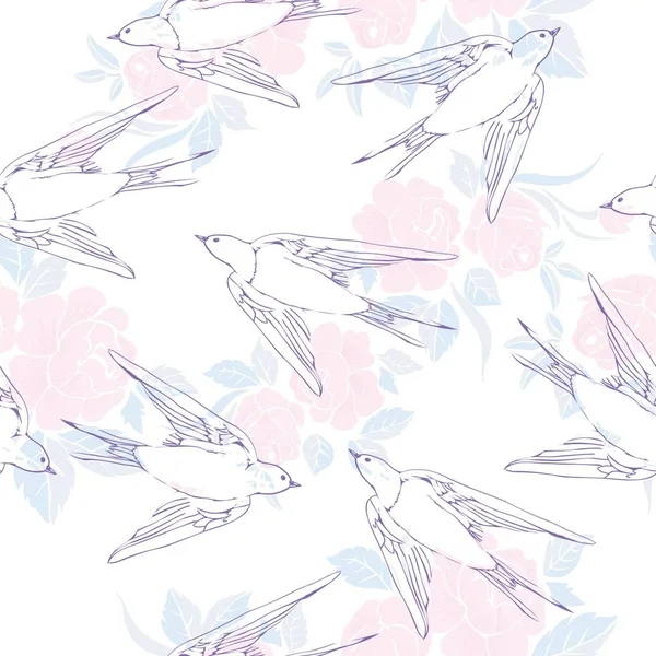 Swallow desen - vektör, illüstrasyon