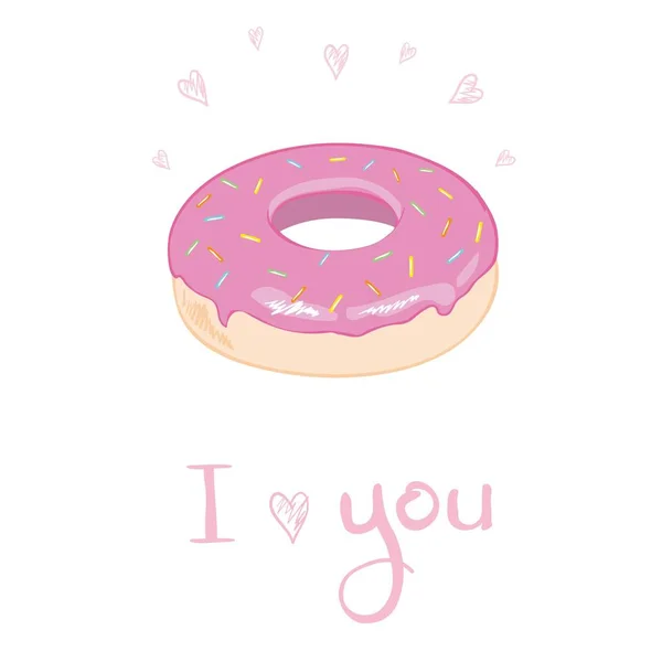 带有粉色釉料的甜甜圈 Donut图标 矢量插图 — 图库矢量图片