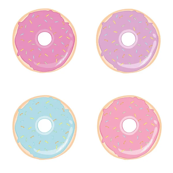 Donut Ställa Isolerade För Din Design Färg Vektorillustration — Stock vektor
