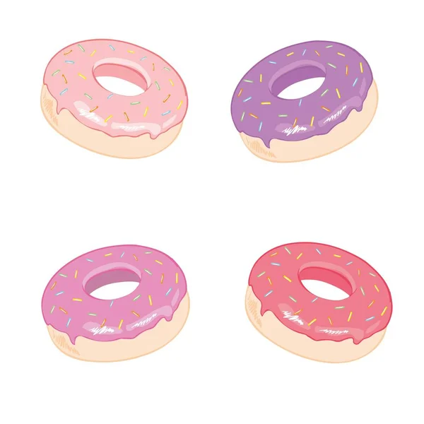 Набор Пончиков Изолирован Вашего Дизайна Векторная Цветная Иллюстрация — стоковый вектор